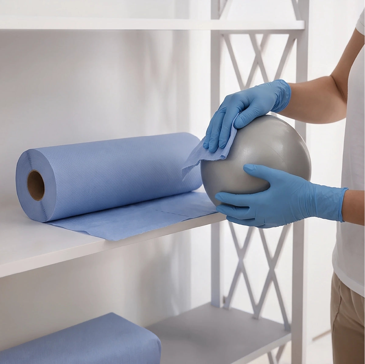 Velor Hygiene Rolls, Blue, 2-ply, 18 Rolls (1 pack), 50 Metres / 100 Sheets per Roll, Sheet Size: 50 cm x 25 cm