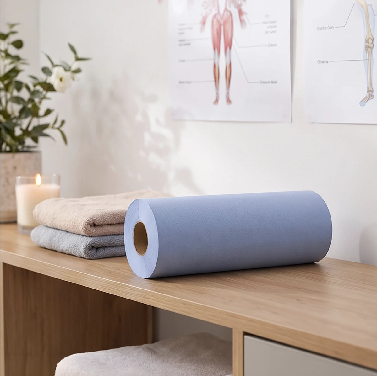 Velor Hygiene Rolls, Blue, 2-ply, 18 Rolls (1 pack), 50 Metres / 100 Sheets per Roll, Sheet Size: 50 cm x 25 cm