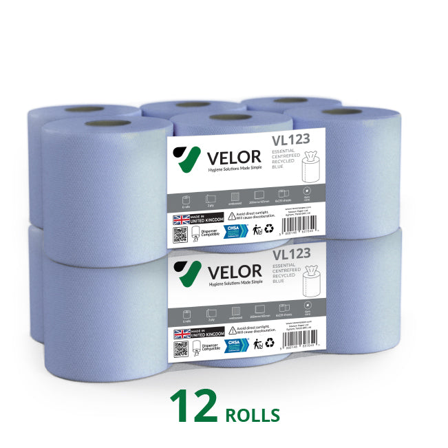 Velor Centrefeed Blue Embossed - 24 PACKS