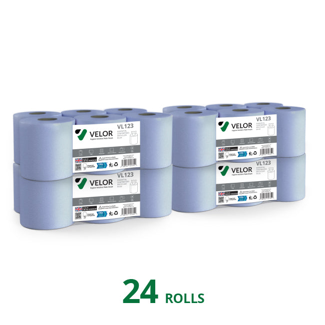 Velor Centrefeed Blue Embossed - 6 PACKS