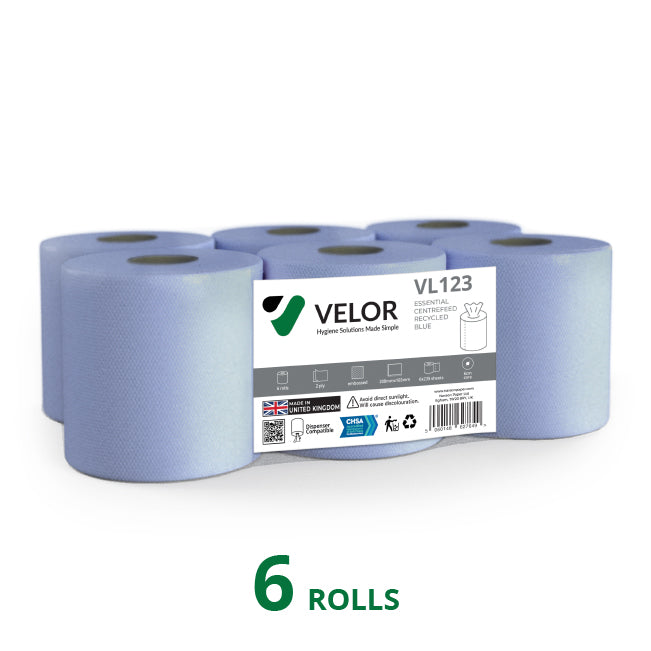 Velor Centrefeed Blue Embossed - 24 PACKS