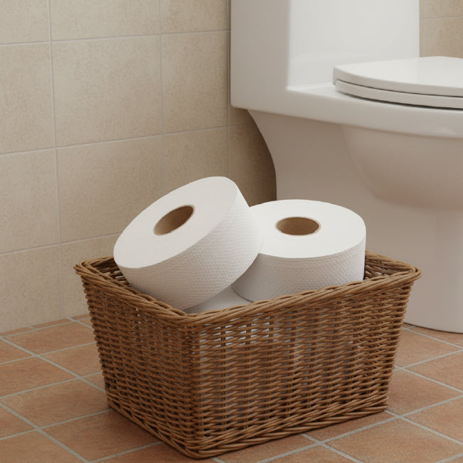 Velor Mini Jumbo Toilet Roll – Embossed Toilet Tissue for Commercial Washroom Dispensers - 12 Rolls