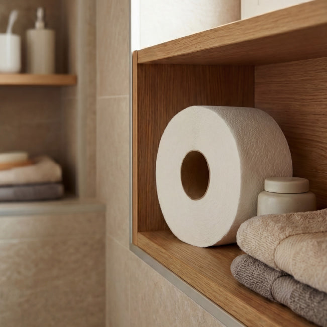 Velor Mini Jumbo Toilet Roll – Embossed Toilet Tissue for Commercial Washroom Dispensers - 24 Rolls