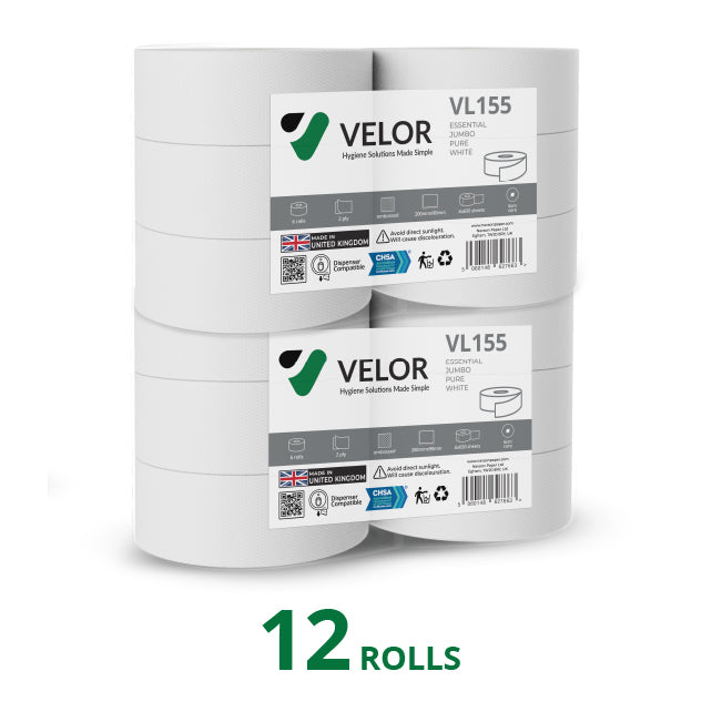 Velor Jumbo Toilet Roll – Embossed Toilet Tissue for Commercial Washroom Dispensers