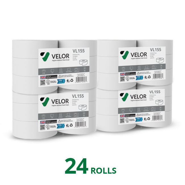 Velor Jumbo Toilet Roll – Embossed Toilet Tissue for Commercial Washroom Dispensers